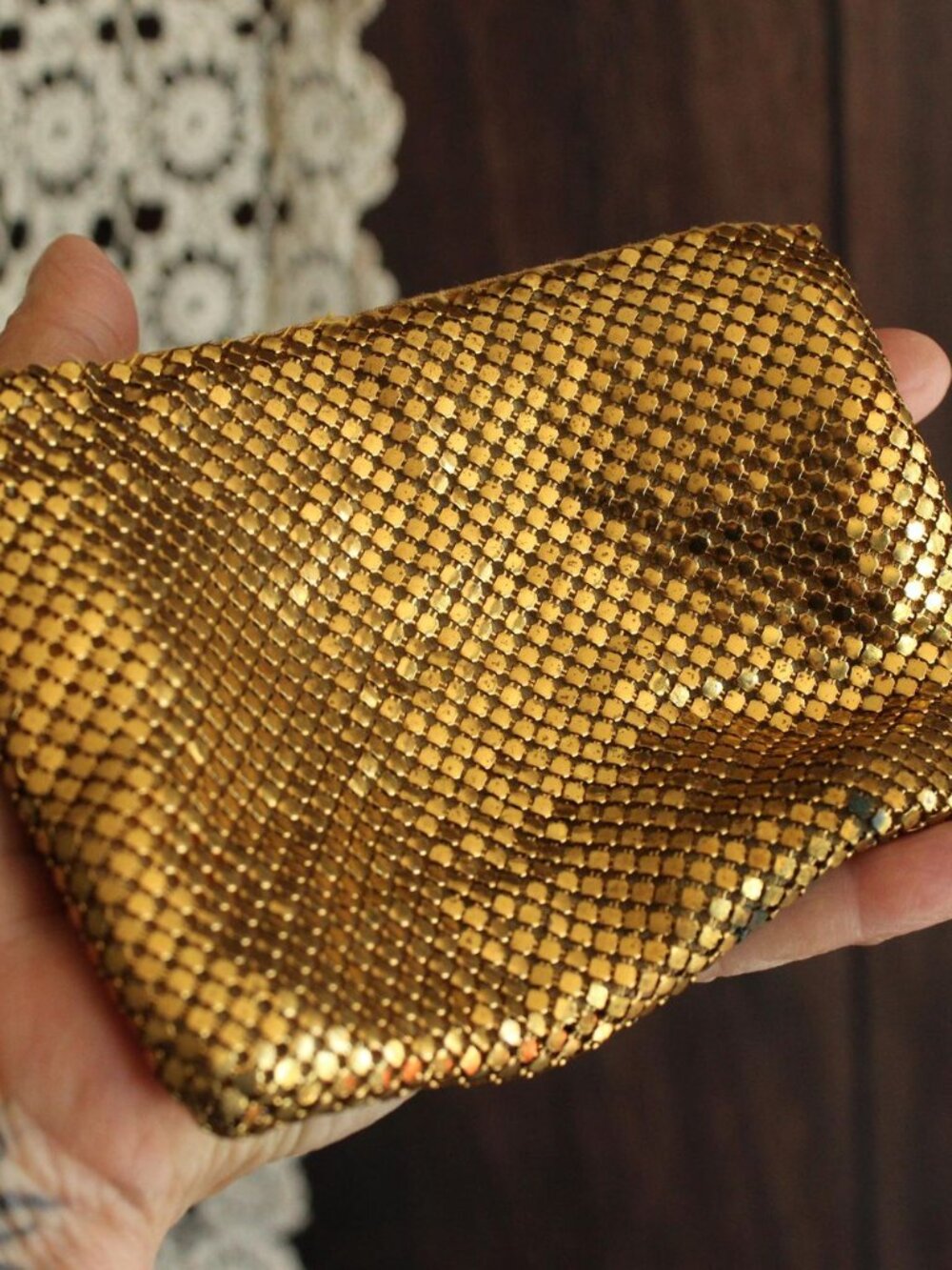 Vintage 1930s 1940s Clutch Purse, Gold Mesh Evening Bag, Art Deco, Possible Whit - Picture 13 of 13